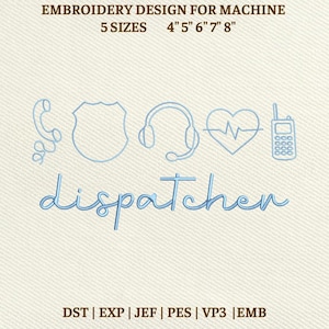 Dispatcher Life Icon Machine Embroidery File, 4-8 Inches (Instant Download)