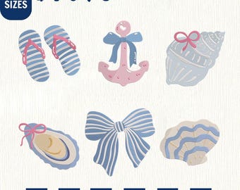 Set Of 6 Italian Summer Icons Machine Embroidery File (Instant Download)