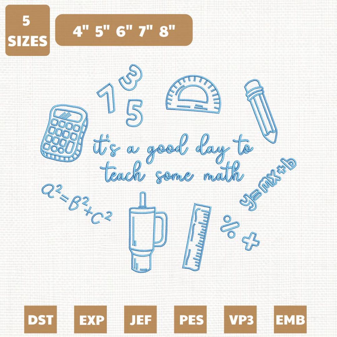 Math Embroidery It's A Good Day to Teach Math Machine Embroidery File, Math Teacher ...