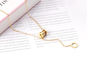 Anhänger Halskette - Minimalistische Zierliche Gold Halskette - 18K Vergoldete Halskette - Winzige Halskette - Zierliche Halskette - Schmuck Gold Halskette