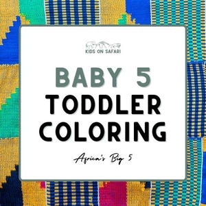 Big 5 Cute African Animals - Toddler Coloring Prints, 5 Quality Big 5 African Animals for Coloring In