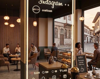 Individuell gestaltbarer Instagram-Spiegel mit LED-Beleuchtung, personalisierte Social-Media-Wanddekoration, Neon-Spiegel mit individuellem Logo, einzigartiges Geschenk für Salon, Café oder Café