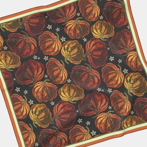 Pumpkin Chiffon Scarf | Halloween Fall Autumn Thanksgiving Statement Hair Accessory Fashion Headband Bandana Neckerchief Shawl Gift Present