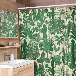 Kaktus Garten Duschvorhang | Trendy Botanische Sukkulente Grüne Wüste Western Vintage Maximalist Ästhetik Badezimmer Wohnkultur Geschenk vorhanden