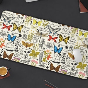 Bug Collector Desk Mat | Rustic Shabby Cottagecore Whimsical Nature Academia Computer Laptop Office Tech Gaming Setup Mouse Pad Gift Present