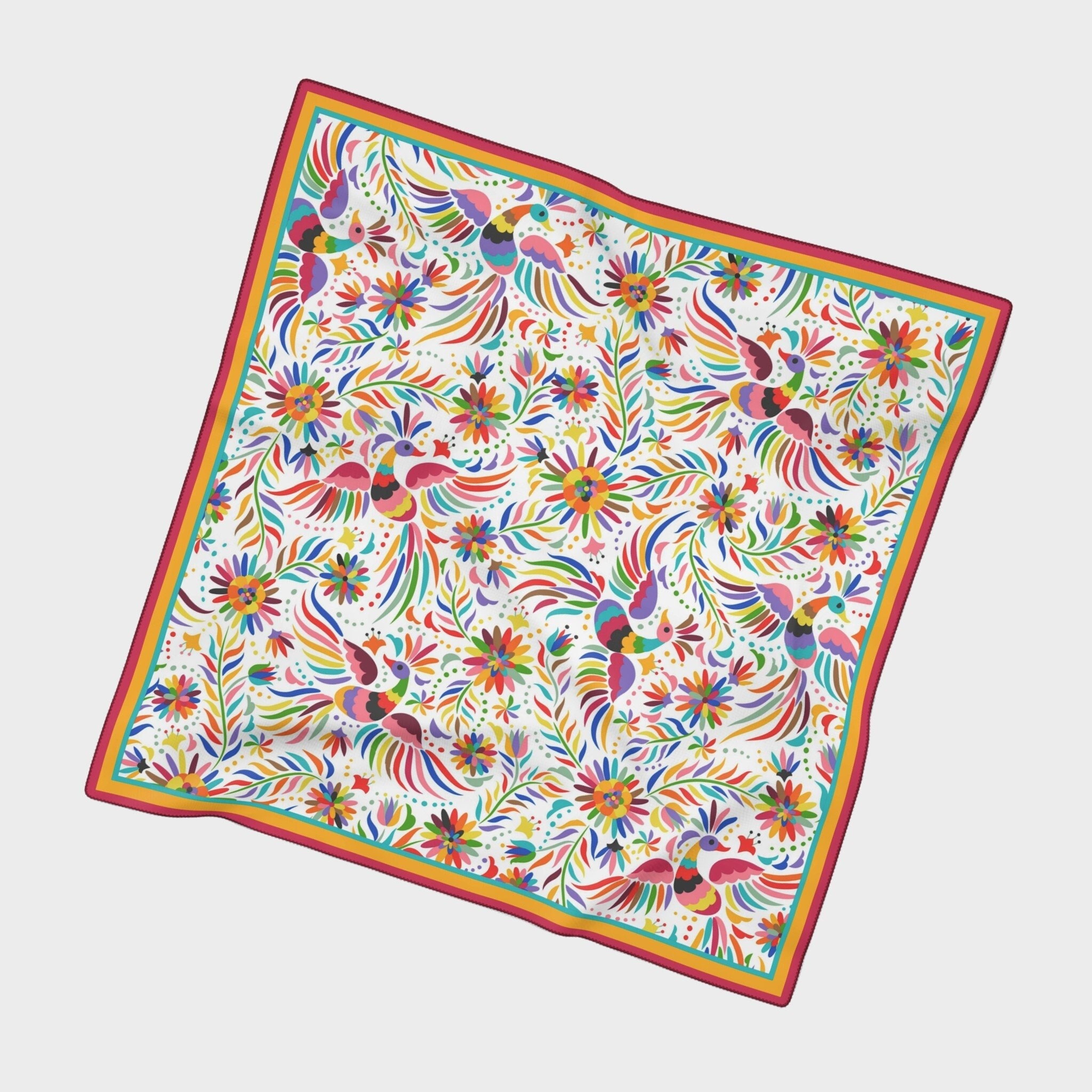 Otomi Print Chiffon Scarf | Mexico Mexican Folk Art Colorful
