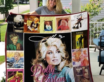 Dolly Parton Quilt Deken, Dolly Parton Quilt Deken, Handgemaakte Deken, Vintage Beddengoed Deken