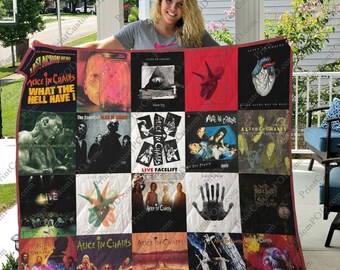 Alice in Chains Quilt Deken, Alice in Chains Quilt Deken, Handgemaakte Deken, Vintage Beddengoed Deken