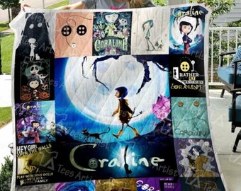 Couverture de couette Coraline, couverture de couette Coraline, couverture faite main, couverture de literie vintage