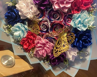 24 Ribbon Rose bouquet