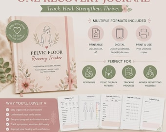Postpartum Recovery Journal | Pelvic Floor Recovery Tracker | Pelvic Therapy Planner | Symptom & Progress Workbook for new mums
