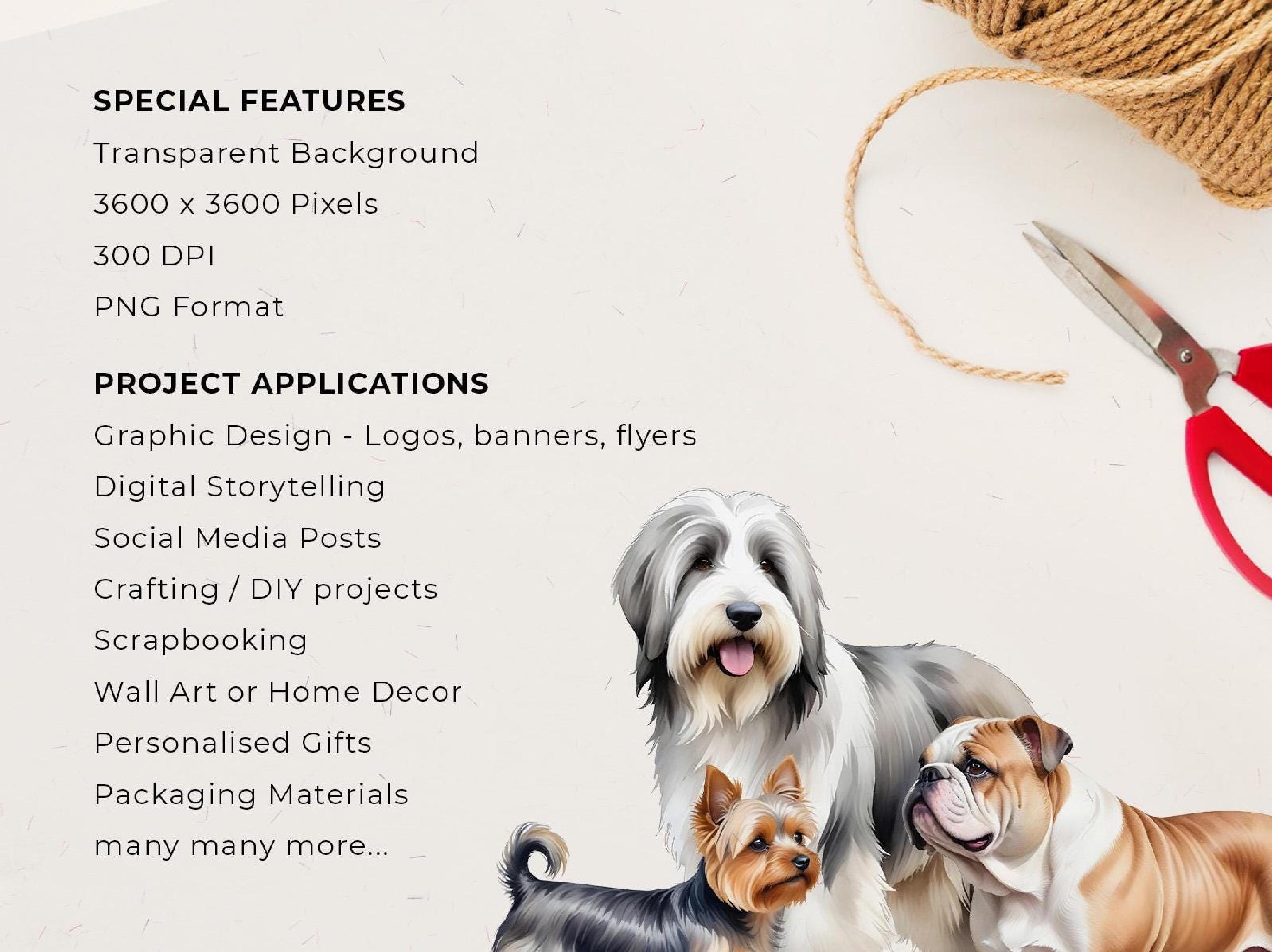 Watercolor Dog PNG Bundle 36 Clipart Images for Sublimation Stickers ...