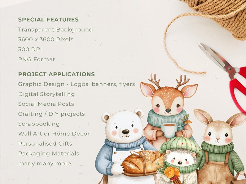 Watercolor Woodland Animals Clipart Set: Boho Nursery Decor (digital ...