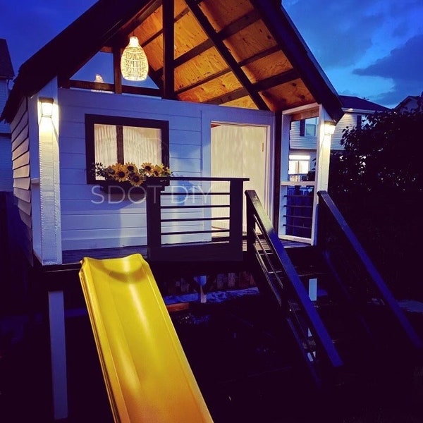 DIY 8 × 8 Erhöhte Spielhaus-Pläne | Outdoor Kinderspielplatz Fort mit Sandkasten | Holzbearbeitung bauanleitung & Einkaufsliste | PDF Datei zum Herunterladen und ausdrucken