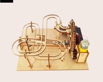 Wooden Marble Run Maze: Mechanical Gear STEM Building Kit