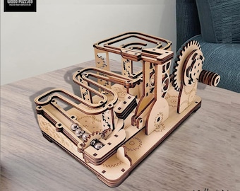 Marble Run Race Track Iron Ball, 3D Wooden Puzzle, Mechanical Gear Drive Kit, DIY Maze Ball Assembly Model Building for Adult Kids Toys
