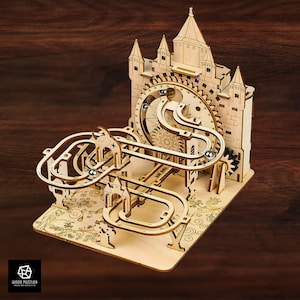 Elektrische Kugelbahn 3D Holzpuzzle: DIY Mechanischer Baukasten mit Beleuchtung