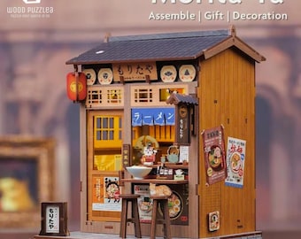 ドールハウスミニチュア木製バケット取り外し可能なふた Morita-Ya DIY ブックヌークドールハウス 木製3Dパズル LEDライト付き ミニチュアドールハウス ブックエンド 本棚スタンド 子供  大人へのギフト - Etsy 日本