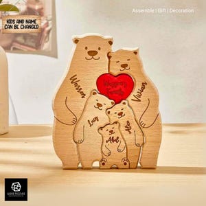 Custom Family Name Bear Wooden Puzzle: Personalized Home Decor