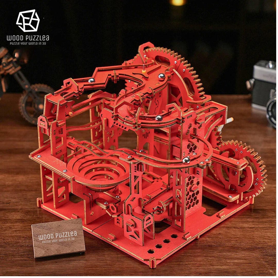 Cyber City Marble Run: puzzle in legno 3D, modello meccanico fai