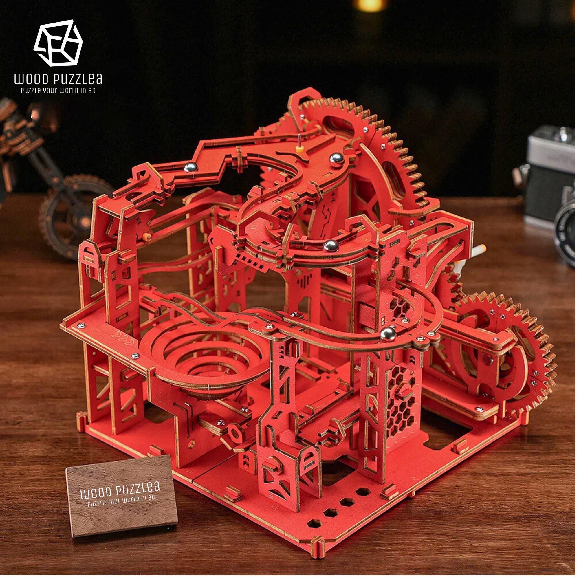 3d Puzzle 3D Wooden Marble Run Puzzle - DIY Mechanical Building Set ...