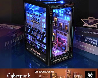 FASSME 2 Insertion D'Coin Livre | Serre-Livres Cosy Book Nook Avec Cache Anti-poussière Transparent | Tridimensionnel Booknook Bookshelf Insert Decor LED Lifelike Building