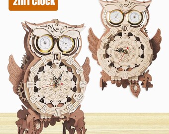 Cute Cat DIY Clock Kit - 3D Wooden Puzzle For Family Bonding