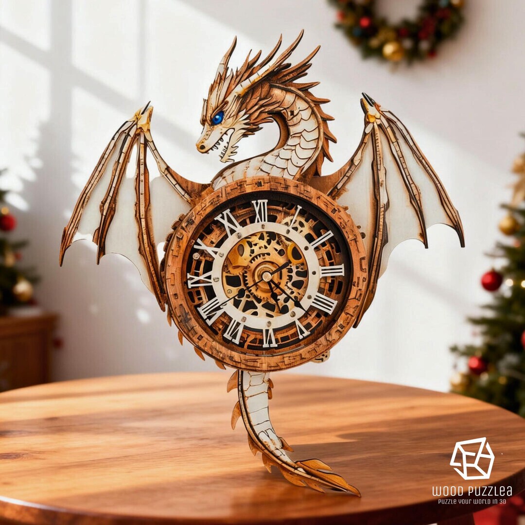 Ancient Dragon 3D Wooden Puzzle Clock Gift For DIY Lovers Home Decor ancient-dragon-3d-wooden-puzzle-clock-gift-for-diy-lovers-home-decor