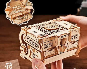 DIY Antique Jewelry Box Craft Kit: 3D Wooden Puzzle Model