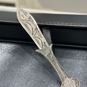 Hand Knitted Bookmark, 925 Sterling Silver, Fligree Art
