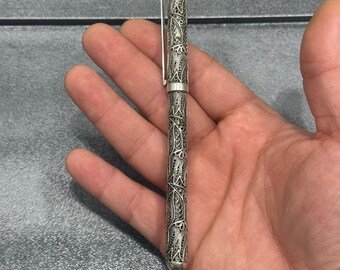 925 Sterling Silver Fligree Art Handmade Silver Pen Ballpoint Pen Hallmarked 925 Elegant Silver Writing Pen for Ofis Personalized Gift