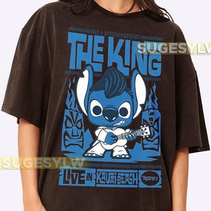 King Stitch T-Shirt, Lilo & Stitch Comfort Colors Tee, Disney Character Sweatshirt, Family Animation Fan Gift TNGN Dark Chocolate