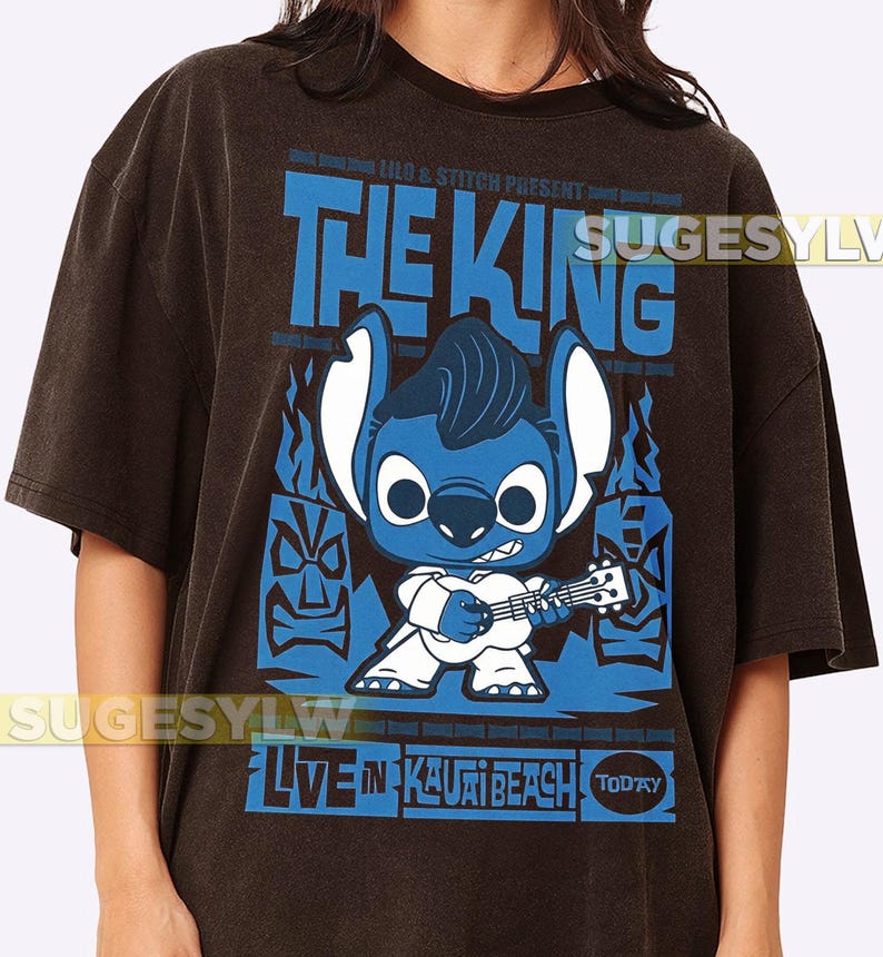 King Stitch T-Shirt, Lilo & Stitch Comfort Colors Tee, Disney Character Sweatshirt, Family Animation Fan Gift TNGN Dark Chocolate
