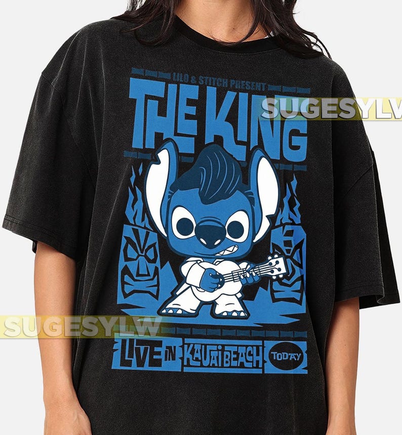 King Stitch T-Shirt, Lilo & Stitch Comfort Colors Tee, Disney Character Sweatshirt, Family Animation Fan Gift TNGN Black