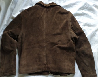 Vintage 90s Diesel Suede Leather Jacket - Brown With Black