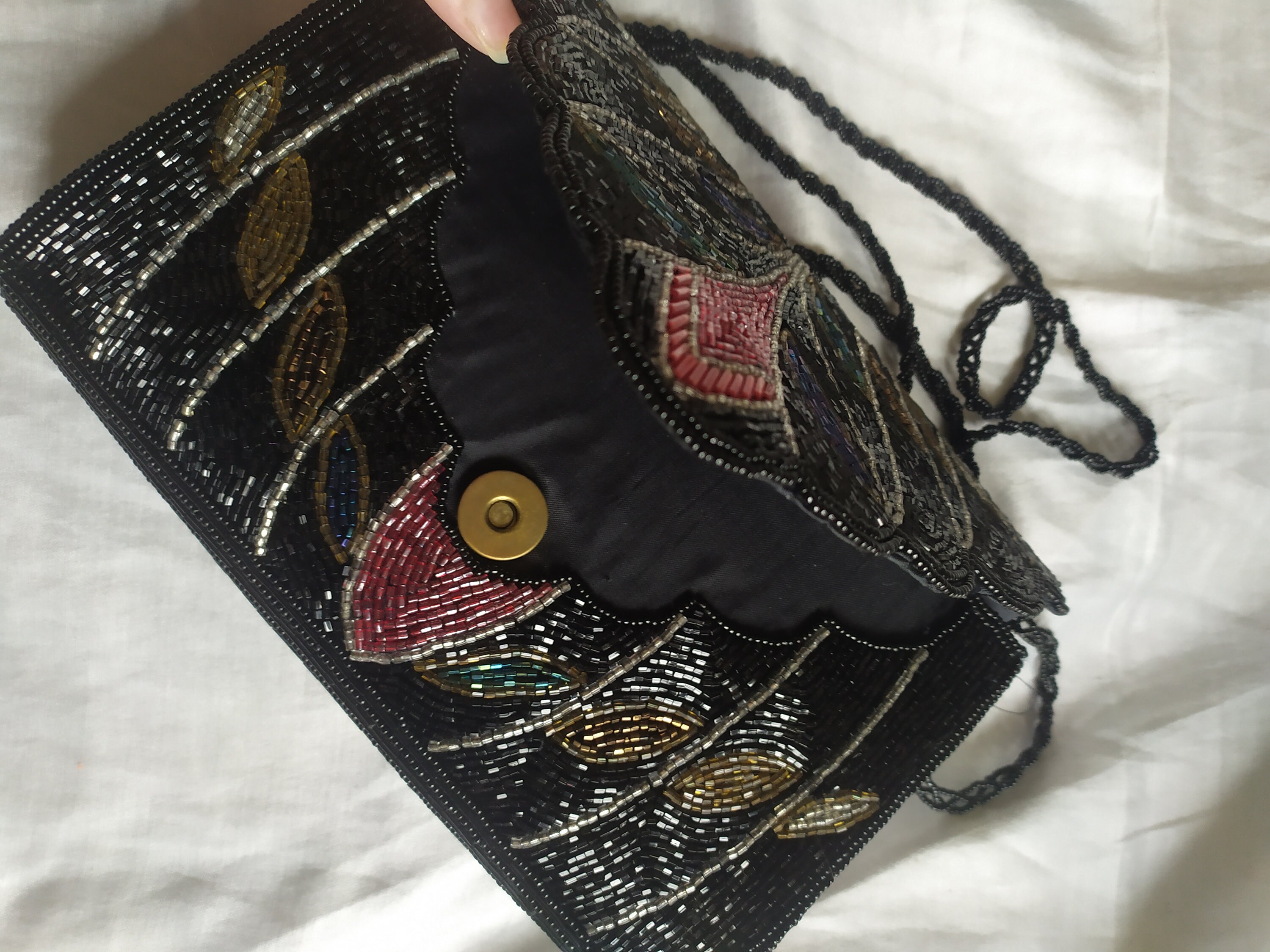 ヴィンテージアールデコ風ビーズ付きイブニングバッグ、フラッパー