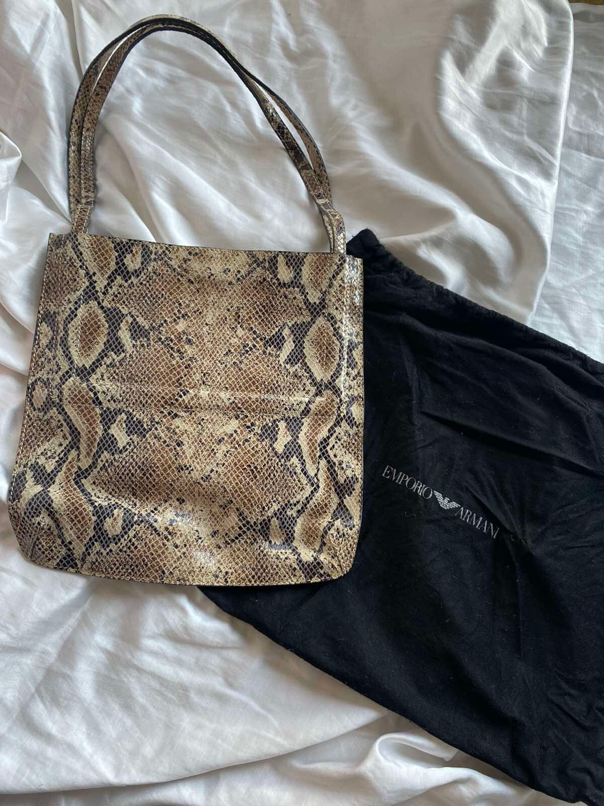 Authentic Emporio Armani Shoulder Bag Snake Print 90's Pre