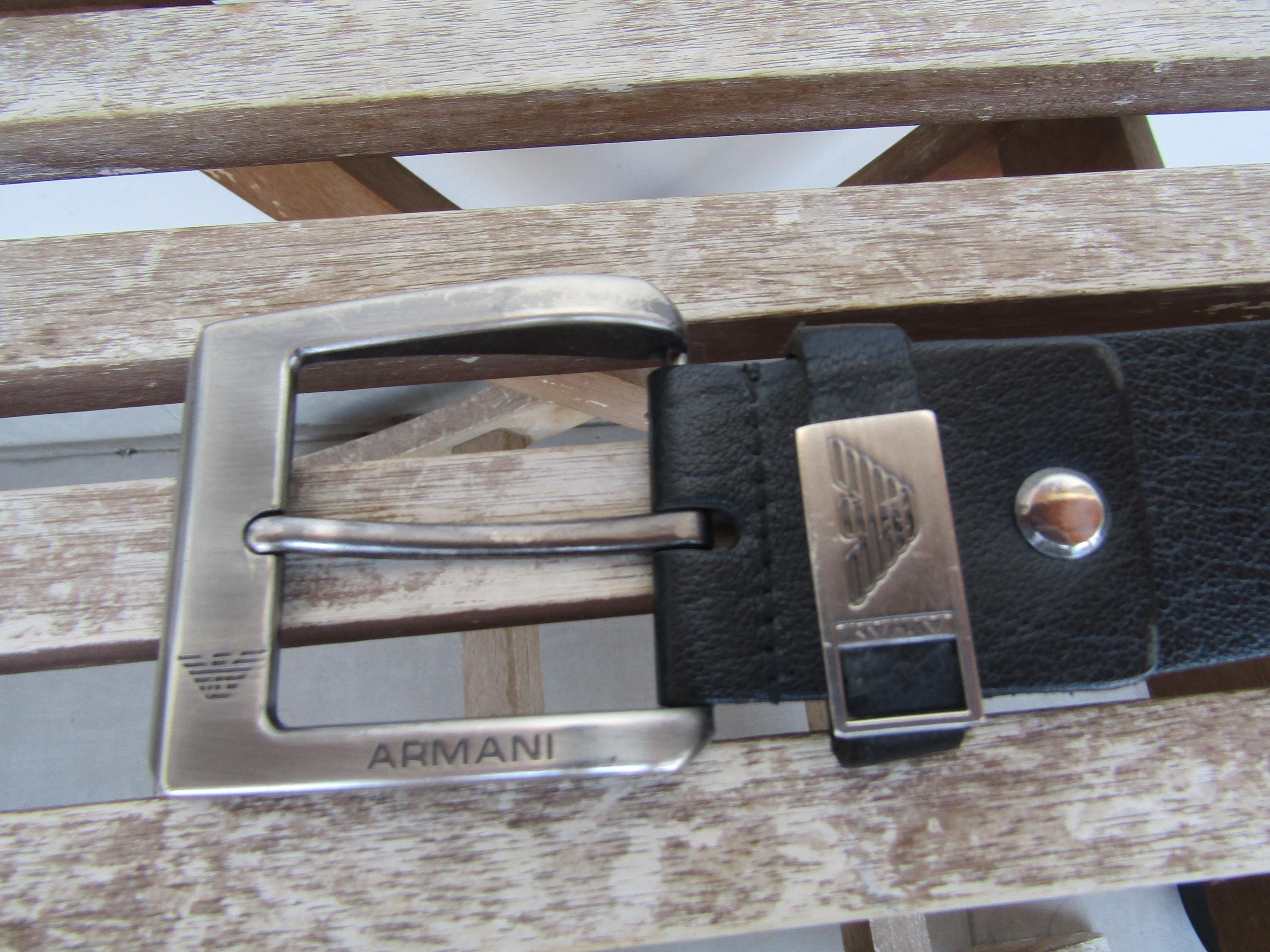 EA Emporio Armani Large Fashion Designer Belt Buckle Leather Belt Made in Italy Emporio Armani Black Leather Belt With Silver Eagle Logo  main image 3