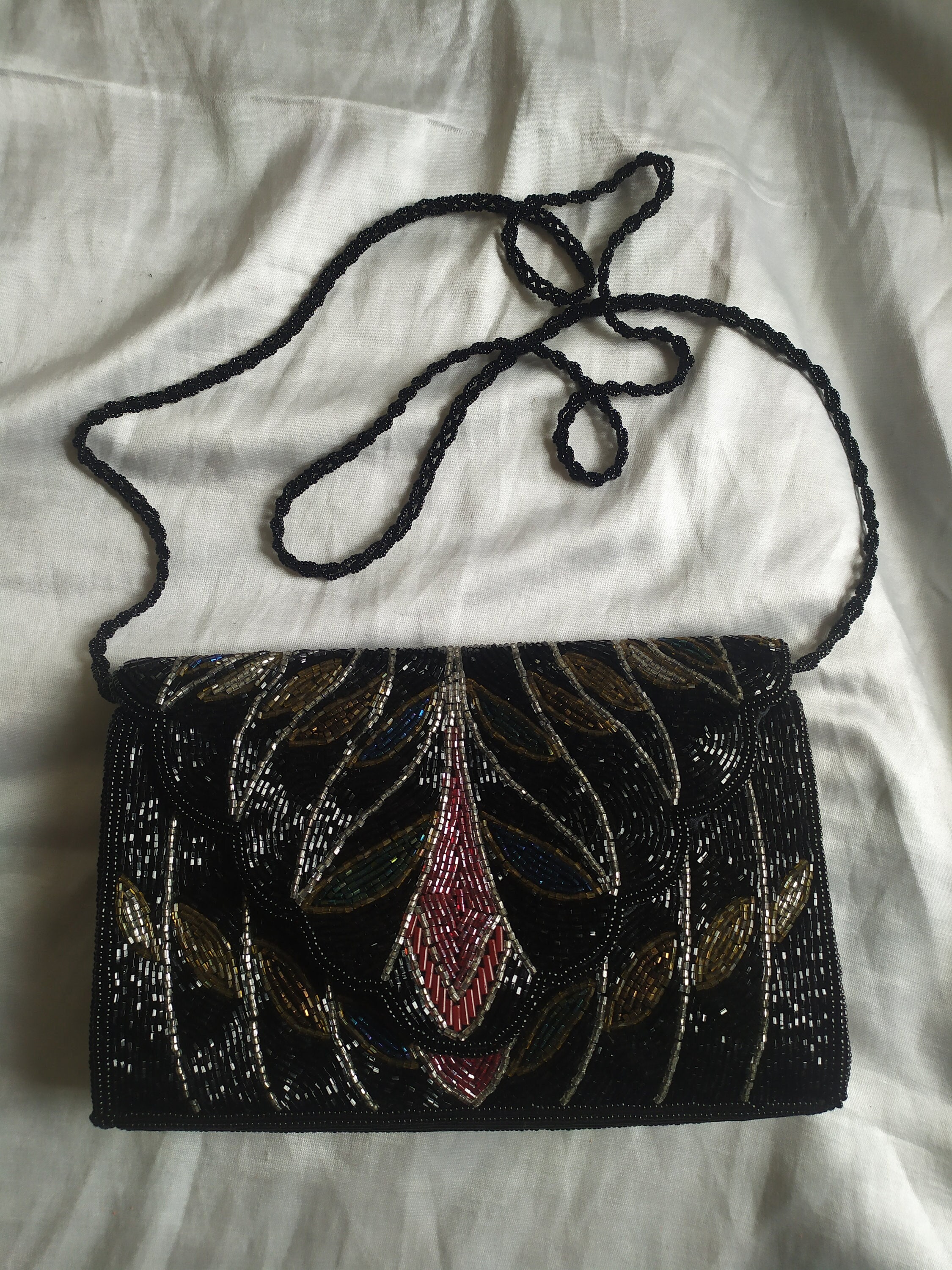 ヴィンテージアールデコ風ビーズ付きイブニングバッグ、フラッパー