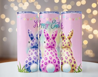 Cute Coquette Easter Bunny Tumbler Wrap, 20oz Skinny Easter Tumbler PNG Sublimation Design, Grandmillenial Easter Digital Download