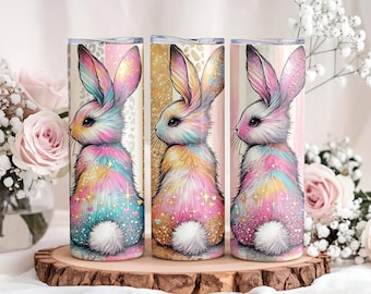 Cute Coquette Easter Bunny Tumbler Wrap, 20oz Skinny Easter Tumbler PNG Sublimation Design, Grandmillenial Easter Digital Download