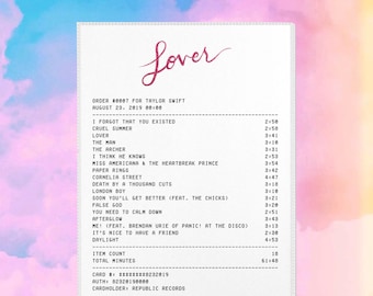 Taylor Swift Lover Album Receipt Rug Aesthetic Room Bedroom Dorm Decor