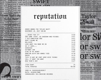 Taylor Swift Reputation Album Receipt Rug Aesthetic Room Bedroom Dorm Decor