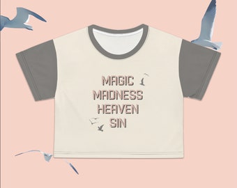 Magic Madness Heaven Sin Cropped T-Shirt 1989 Taylor's Version Crop Taylor Swift Crop Top 1989 Blank Space Merch Dupe Eras Tour Outfit