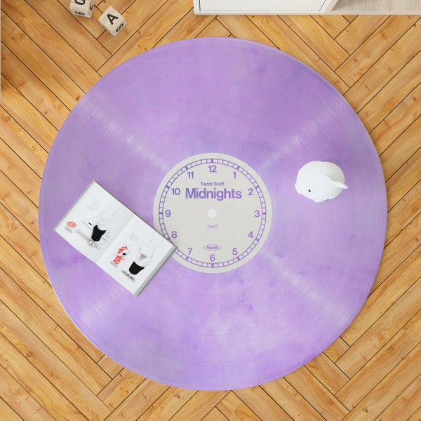 Taylor Swift Midnights Album Vinyl Rug Room Decor Merch | Lavender Moonstone Blue Jade Green Blood Moon Mahogany