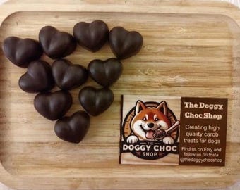 Heart shaped handmade carob/doggy chocolate dog treats- Pack of 10