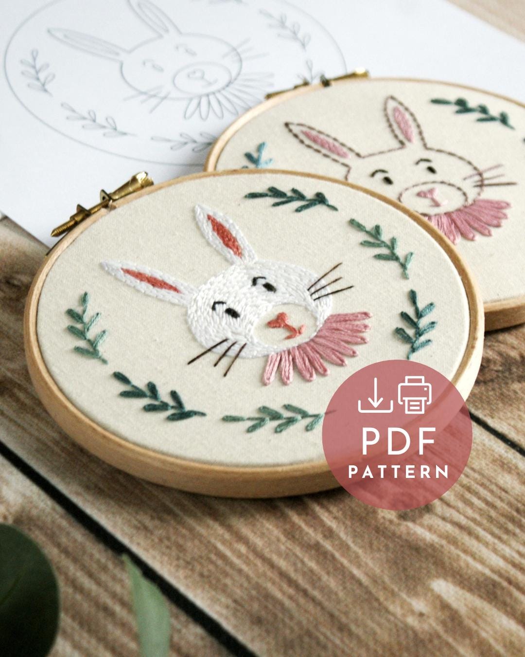 Easter Embroidery Design, Hand Embroidery Bunny Pattern, Rabbit ...
