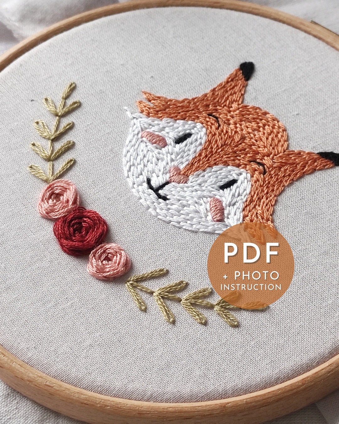 Cute Fox Embroidery Pattern PDF, Forest Animal Decoration for Nursery ...