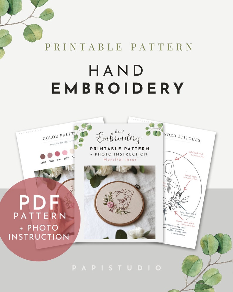 Merciful Jesus Embroidery Printable Pattern PDF, Catholic Home Decor ...