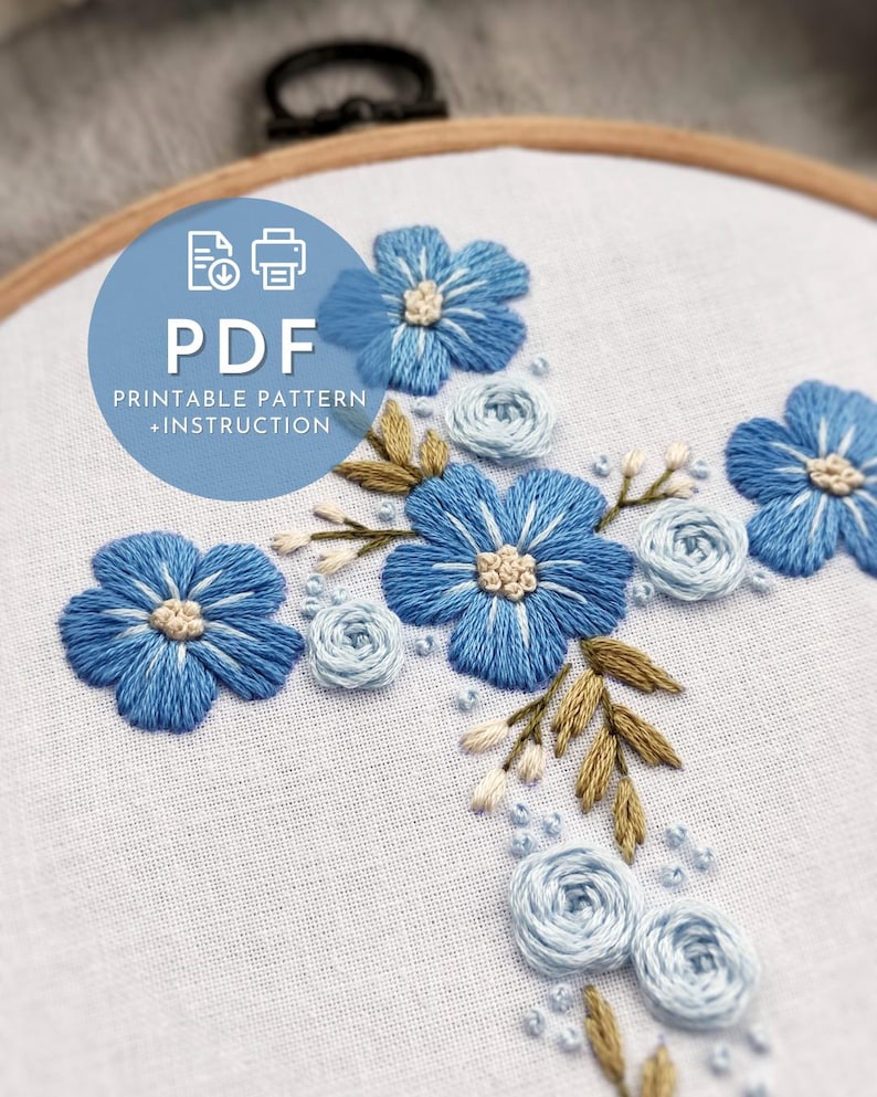 Floral CROSS Embroidery Pattern PDF, Easter Embroidery Decorations DIY ...